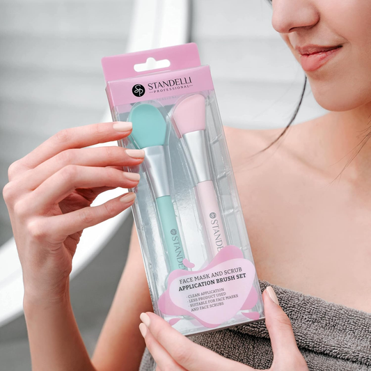Standelli Silicone Face Mask Applicator Set - Cosmetic Spatula and Brush for Face Masks and Scrubs, 2pcs
