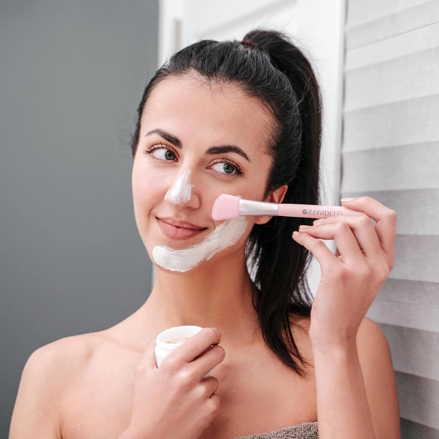 Standelli Silicone Face Mask Applicator Set - Cosmetic Spatula and Brush for Face Masks and Scrubs, 2pcs