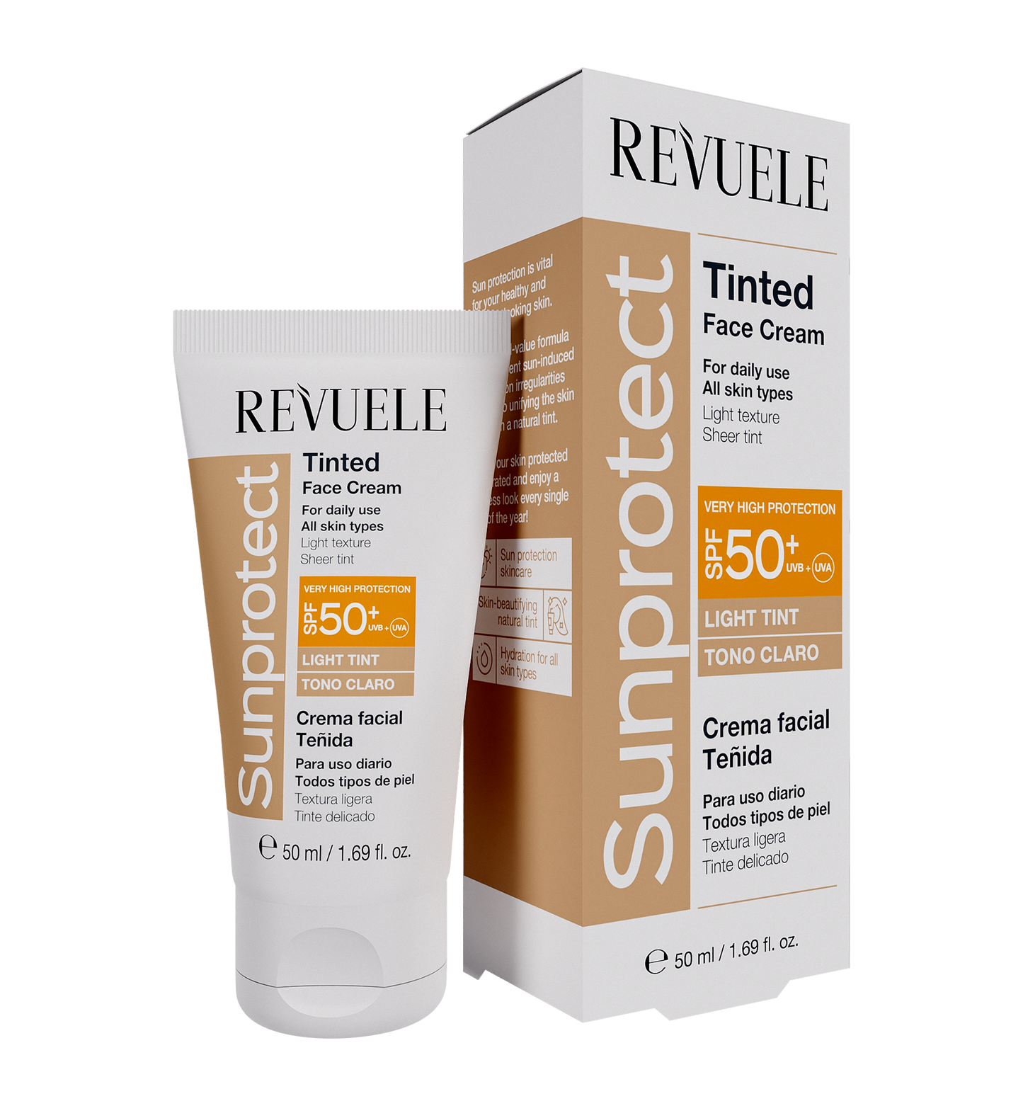 REVUELE SUNPROTECT TINTED FACE CREAM – LIGHT TINT, SPF 50+, 50ml
