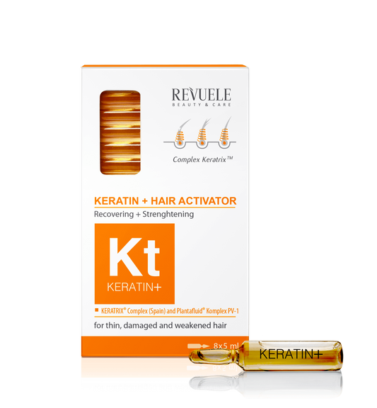 REVUELE KERATIN+ Ampoules Hair Restoration Activator Ampoules-8*5ml