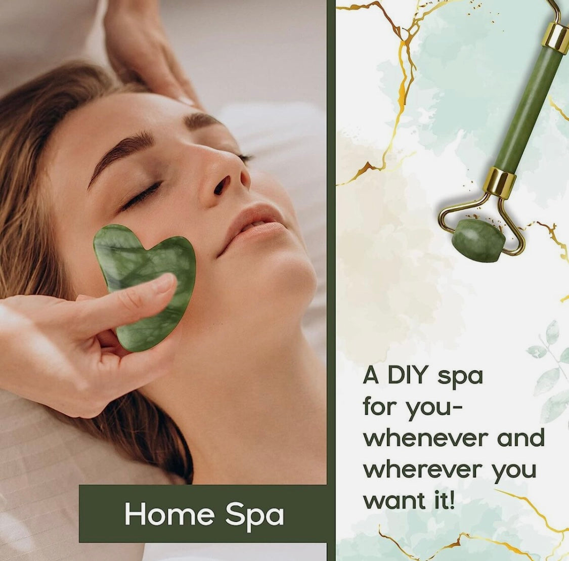 Standelli SET JADE FACE ROLLER AND GUA SHA STONE