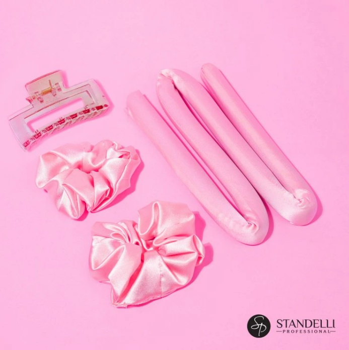 Standelli Heatless Hair Curler Set - Satin Pink