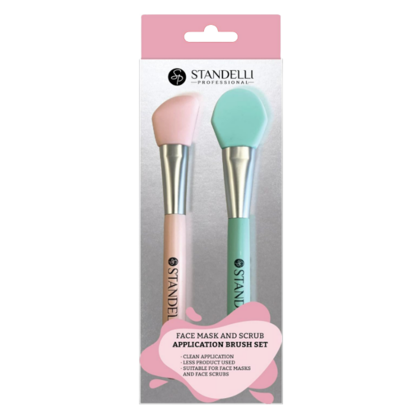 Standelli Silicone Face Mask Applicator Set - Cosmetic Spatula and Brush for Face Masks and Scrubs, 2pcs