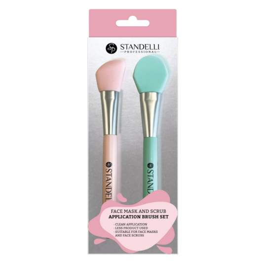 Standelli Silicone Face Mask Applicator Set - Cosmetic Spatula and Brush for Face Masks and Scrubs, 2pcs